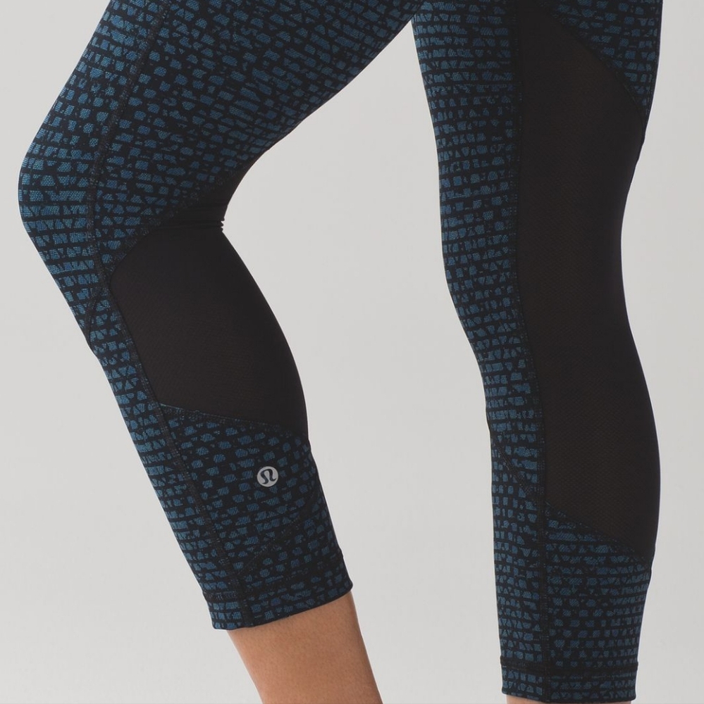 NWOT💎 Lululemon Pace Rival Crop 19"Shatter Weave Desert Teal Alberta Lake/Black - Picture 5 of 11